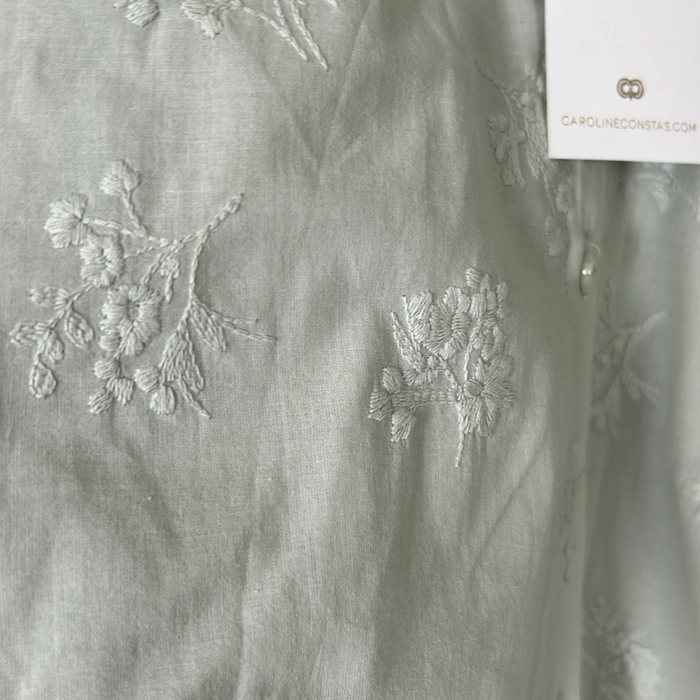 Caroline  Constas Sage Green Embroidered Women's Top 100% cotton - Picture 3 of 11